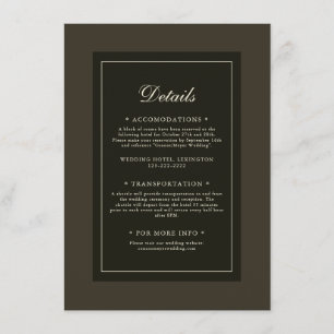 Carte D'accompagnement Classic Elegant Dark Automne Brown Détails Mariage