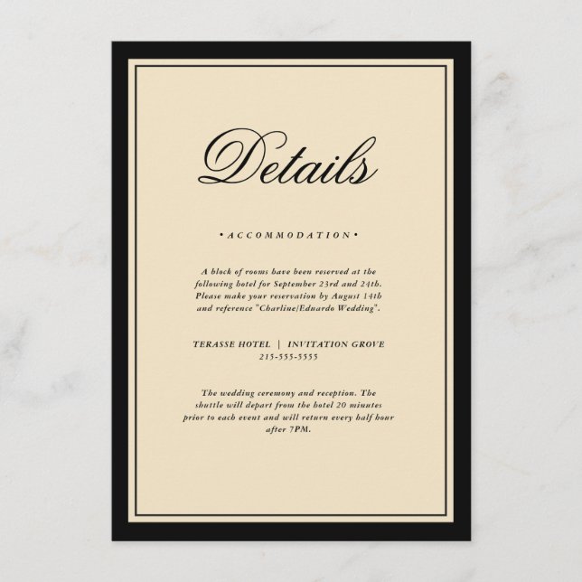 Carte D'accompagnement Classic Elegant Frame Wedding Details Enclosure  (Devant)