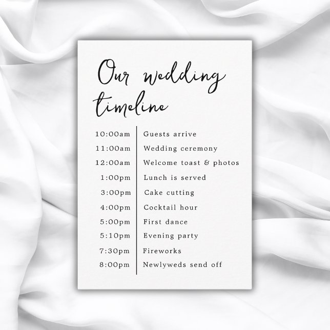 Carte D'accompagnement Classic Elegant Notre Chronologie Mariage (Classic Elegant Our Wedding Timeline Enclosure Card
)
