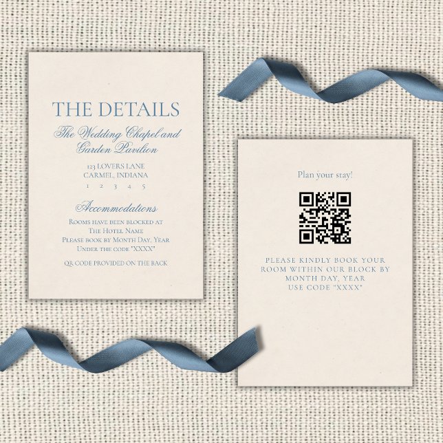 Carte D'accompagnement Classic Elegant Script Dusty Blue (Classic Elegant Script Dusty Blue Enclosure Card)