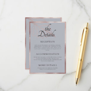 Carte D'accompagnement Classic Matt Rose Gold Feuille Mariage Détail
