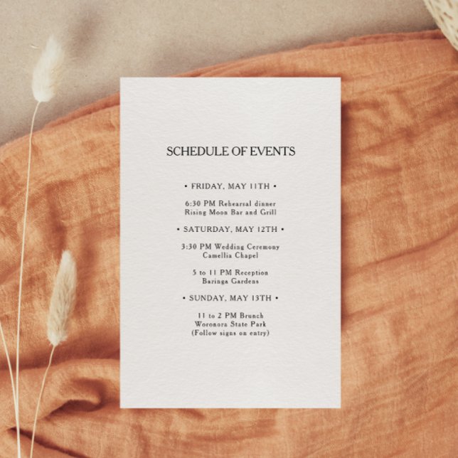 Carte D'accompagnement Classic Minimalist Mariage Calendrier des événemen (Créateur téléchargé)