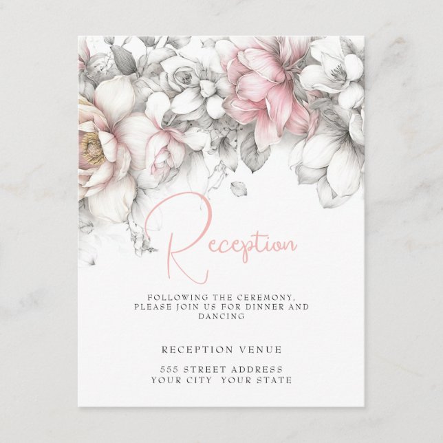 Carte D'accompagnement Classic Modern Ivory and Blush Floral  (Devant)