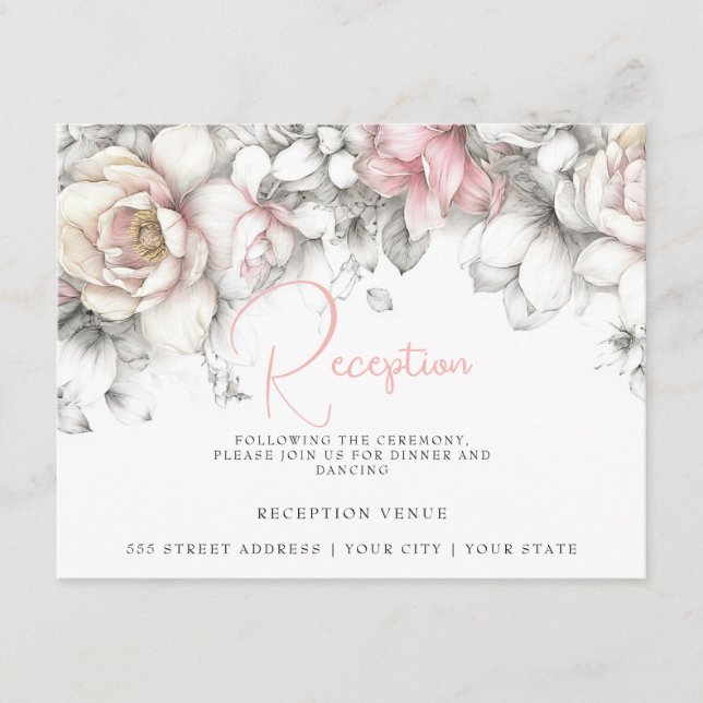 Carte D'accompagnement Classic Modern Ivory and Blush Floral  (Devant)