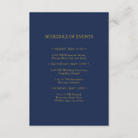 Classic Navy Blue Gold Mariage Horaire des événeme