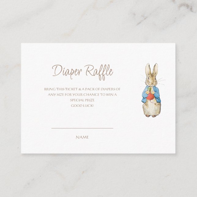 Carte D'accompagnement Classic Peter le lapin Baby shower Déchets Raffle (Dos)