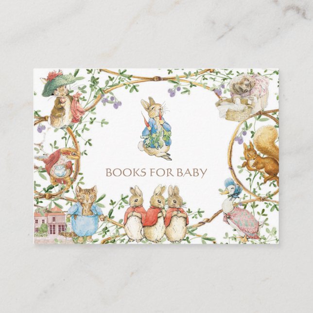 Carte D'accompagnement Classic Peter le lapin Baby shower Demande de livr (Dos)