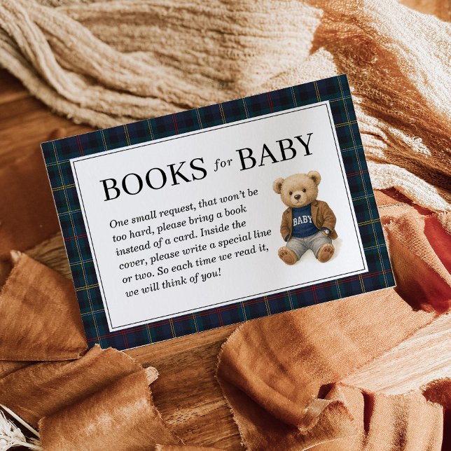 Carte D'accompagnement Classic Plaid Teddy Bear Books for Baby Cards  (Créateur téléchargé)