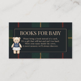 Carte D'accompagnement Classic Polo Teddy Bear Preppy Plaid Baby Shower