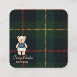 Carte D'accompagnement Classic Polo Teddy Bear Preppy Plaid Baby Shower