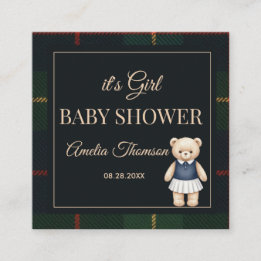 Carte D'accompagnement Classic Polo Teddy Bear Preppy Plaid Baby Shower