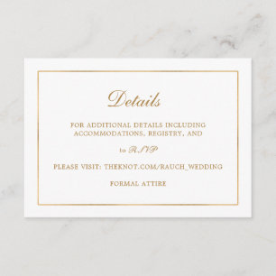 Carte D'accompagnement Classic Simple Elegance Gold Mariage Détails