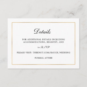 Carte D'accompagnement Classic Simple Elegance Mariage Info - Détails