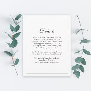 Carte D'accompagnement Classic Simple Elegance Mariage Info - Détails