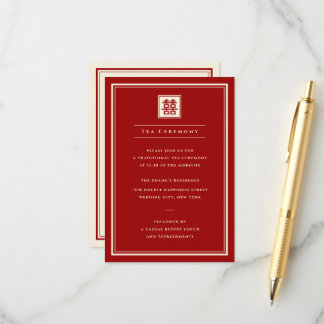 Carte D'accompagnement Classic Square Double Happiness 囍 Tea Ceremony