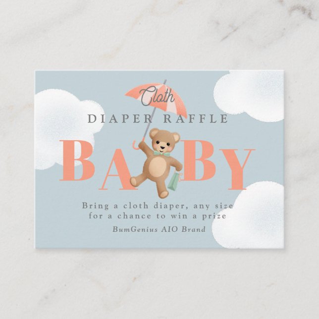 Carte D'accompagnement Classic Teddy Bear Pastel Baby Diaper Raffle (Devant)
