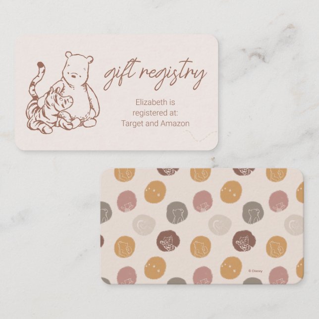 Carte D'accompagnement Classic Winnie the Pooh Baby shower Cadeau Registr (Devant / Derrière)