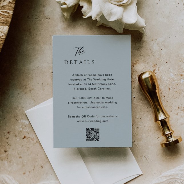 Carte D'accompagnement Classique bleu rouillé QR Code élégant mariage (Créateur téléchargé)