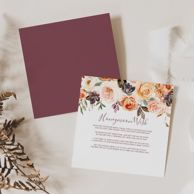 Carte D'accompagnement Classique Chic Boho Floral Vœu de Lune de Miel    (Créateur téléchargé)