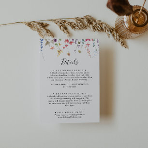Carte D'accompagnement Classique Colorful Wild Floral Détails du Mariage