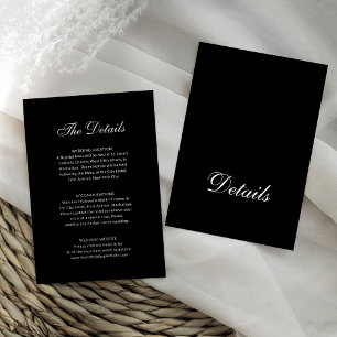 Carte D'accompagnement Classique Formel Noir Détails pour les invités d
