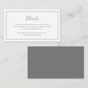Carte D'accompagnement Classique Gris Formel Élégant Simple Mariage