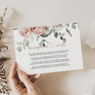 Carte D'accompagnement Classique Rose Pâle Florale Vœu de Lune de Miel 