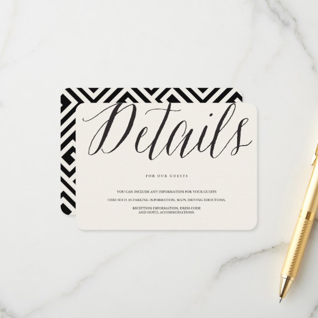 Carte D'accompagnement Classique Simple Script Moderne Chic Mariage Détai (Devant/Arrière en situation)