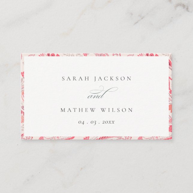 Carte D'accompagnement Classy Blush Paisley Typographie Site Mariage (Devant)