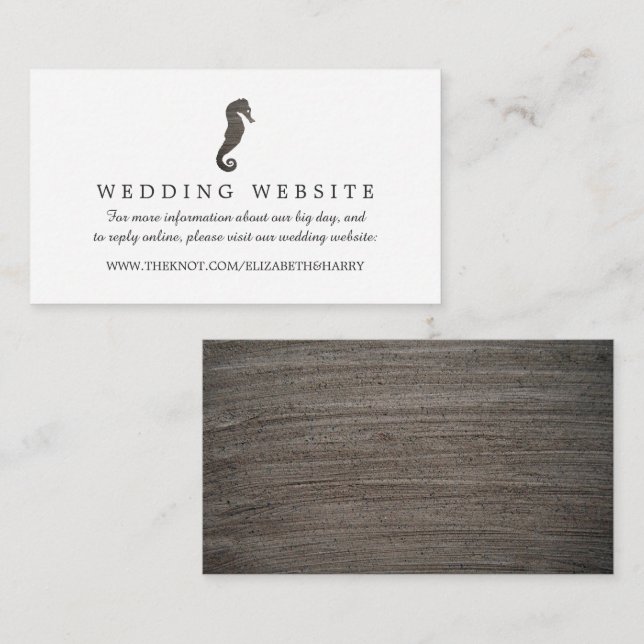 Carte D'accompagnement Clay Seahorse Beach Wedding Website (Devant / Derrière)
