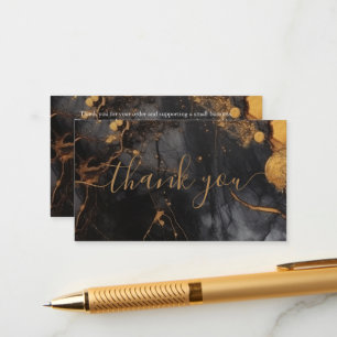 Carte D'accompagnement Client en marbre noir et or merci