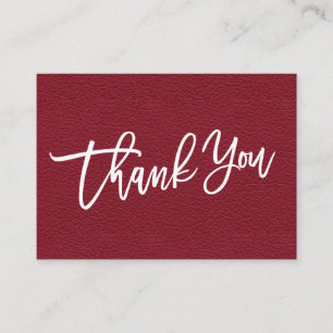 Carte D'accompagnement Client Merci en cuir rouge écrit à la main