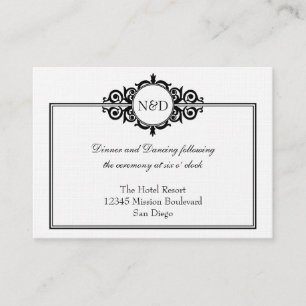 Carte D'accompagnement Clôture victorienne blanche noire de réception de