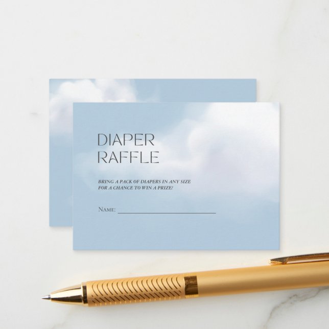 Carte D'accompagnement Cloud 9 Blue Baby Boy Douche Déchets Raffle (Devant/Arrière en situation)