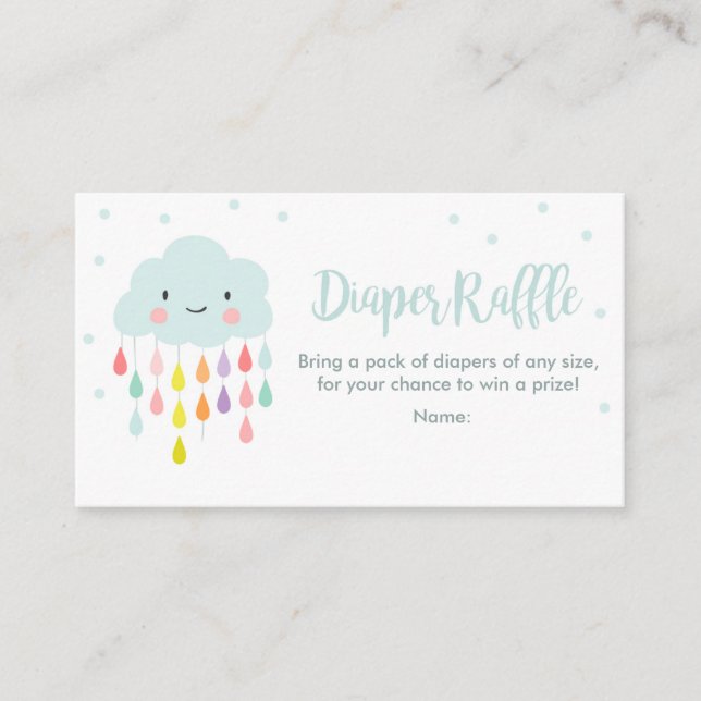 Carte D'accompagnement Cloud Diaper Raffle Card Pluie goutte Baby shower (Devant)