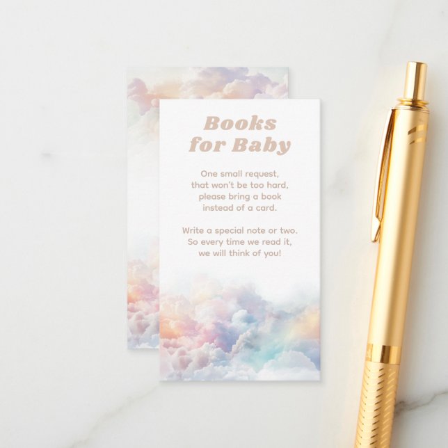 Carte D'accompagnement Cloud Neuf Baby showers Rainbow Cloud (Devant/Arrière en situation)