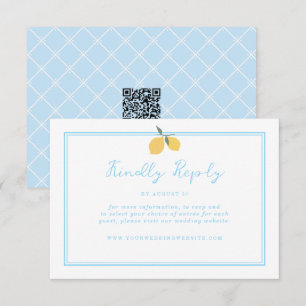 Carte D'accompagnement Coastal Blue Lemon Amalfi QR Code RSVP