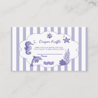 Carte D'accompagnement Coastal Blue Striped Diaper Raffle Baby Shower
