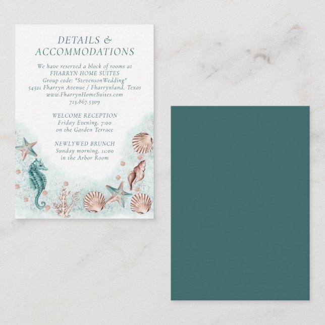 Carte D'accompagnement Coastal Chic | Hébergements Turquoises et Coral Re (Devant / Derrière)