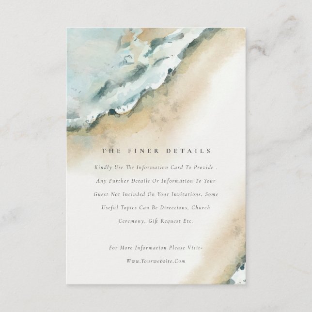 Carte D'accompagnement Coastal Sea Waves Sand Beach Détails de mariage (Devant)