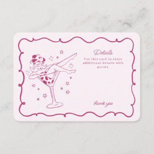 Carte D'accompagnement Cocktails roses et Cowgirls Rodeo Détails Insérer
