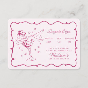 Carte D'accompagnement Cocktails roses et Cowgirls Tailles de lingerie In