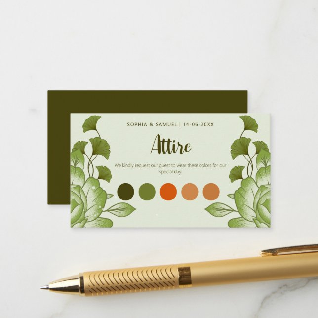 Carte D'accompagnement Code couleur mariage (Devant/Arrière en situation)
