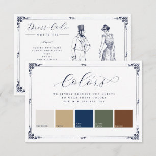 Carte D'accompagnement Code de robe de mariage 5 couleurs bordure vintage