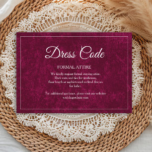 Carte D'accompagnement Code de robe de mariage élégant classique bordeaux