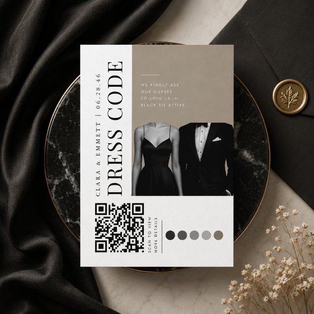 Carte D'accompagnement Code de tenue de mariage éditorial QR  (Créateur téléchargé)