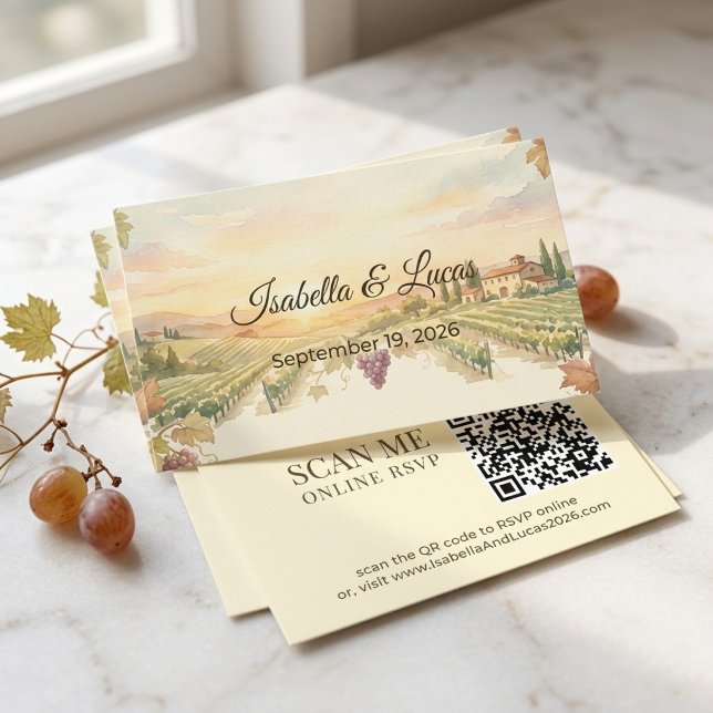 Carte D'accompagnement Code QR aquarelle du vignoble de Napa Valley  (Créateur téléchargé)