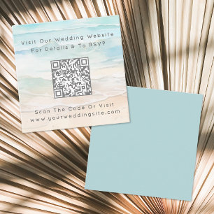 Carte D'accompagnement Code QR aquarelle Réponse mariage sur la plage