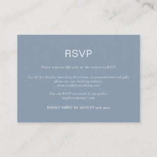 Carte D'accompagnement Code QR bleu simple Dusty RSVP