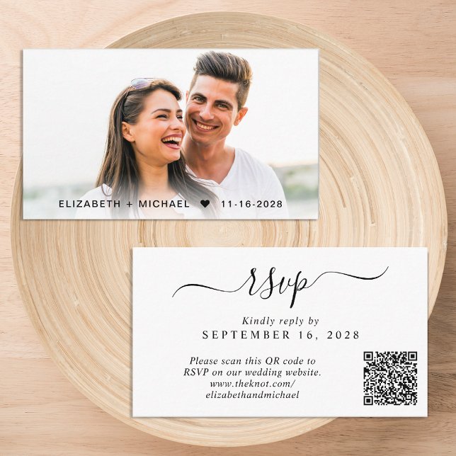 Carte D'accompagnement Code QR Chic pour RSVP de mariage (Our user-friendly template will generate your QR code automatically from your website address)